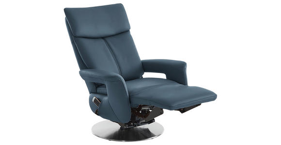 RELAXSESSEL in Leder Blau - Blau/Edelstahlfarben, Design, Leder/Metall (78/112/85cm) - Cantus
