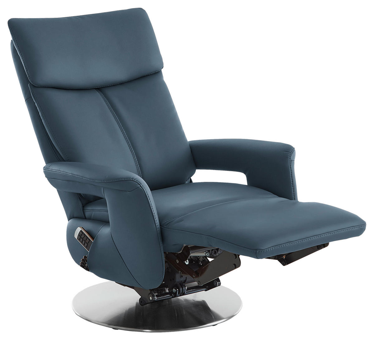 RELAXSESSEL in Leder Blau  - Blau/Edelstahlfarben, Design, Leder/Metall (78/112/85cm) - Cantus