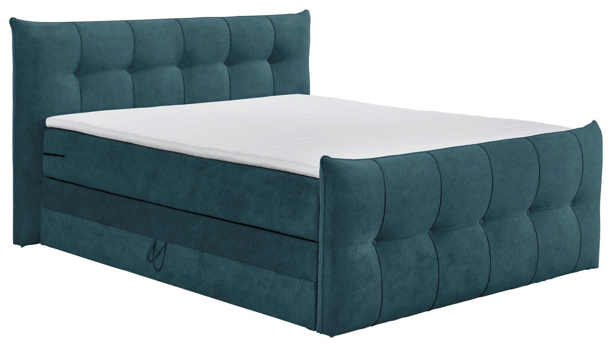 BOXSPRINGBETT 180/200 cm  in Dunkelblau  - Schwarz/Dunkelblau, KONVENTIONELL, Kunststoff/Textil (180/200cm) - Esposa