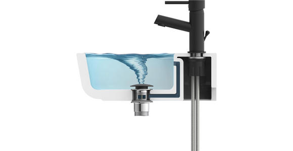 ABLAUFVENTIL  - Chromfarben/Schwarz, Basics, Metall (6,5cm) - Xora