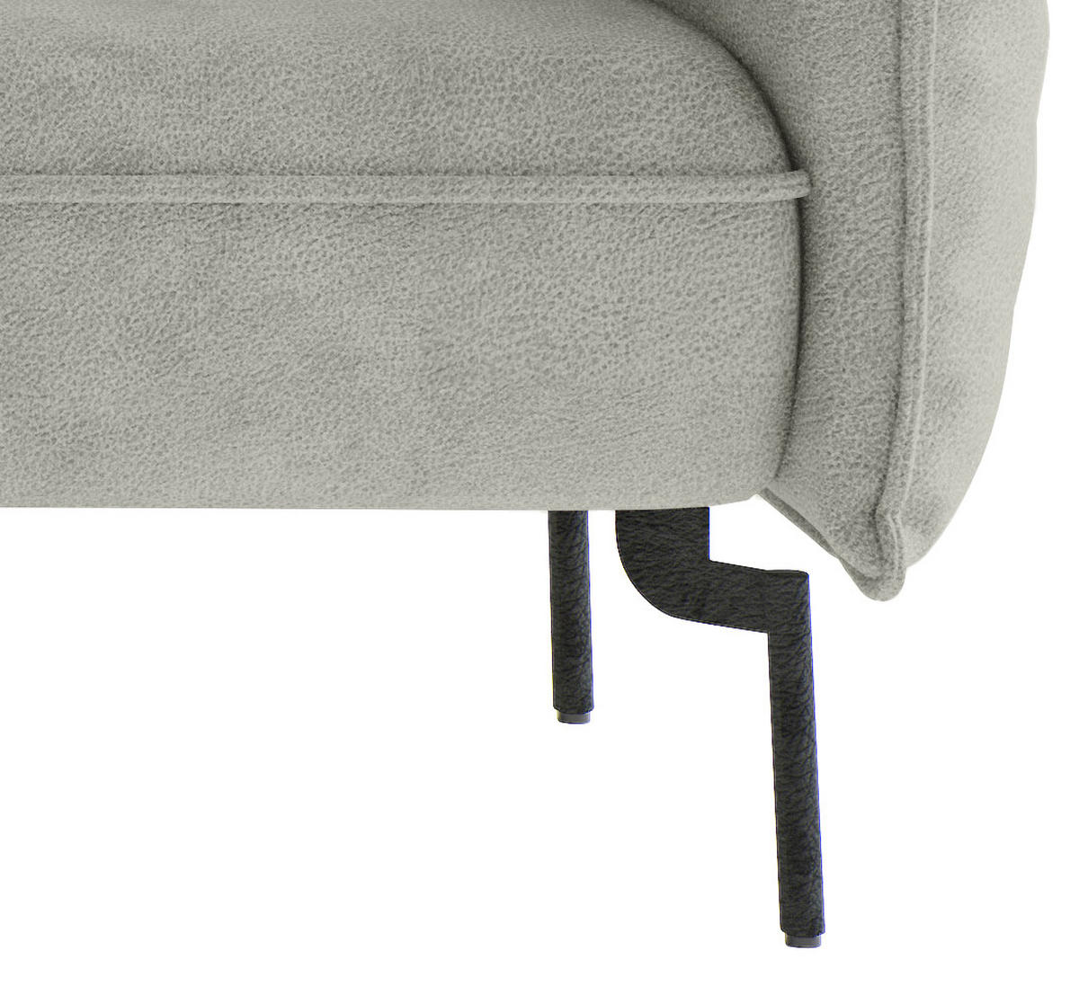 ECKSOFA in Flachgewebe Hellgrau  185/265 cm  - Edelstahlfarben/Hellgrau, Design, Textil/Metall (185/265cm) - Livetastic