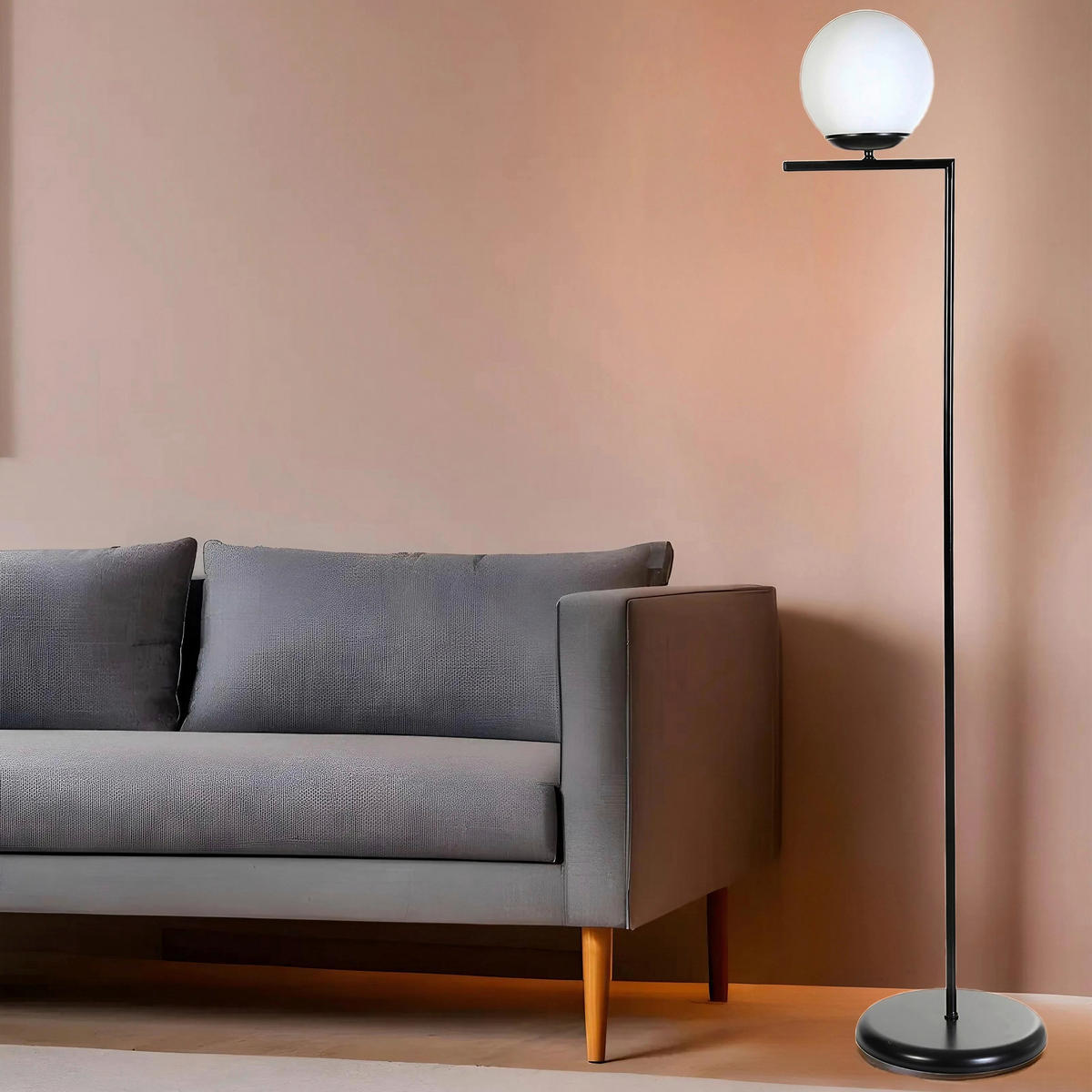 STEHLEUCHTE 30/155 cm    - Schwarz, Trend, Metall (30/155cm) - P & B