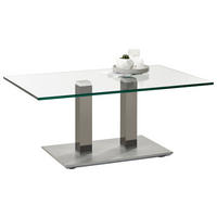 COUCHTISCH in Metall, Glas 110/70/46 cm  - Edelstahlfarben/Grau, Design, Glas/Kunststoff (110/70/46cm)