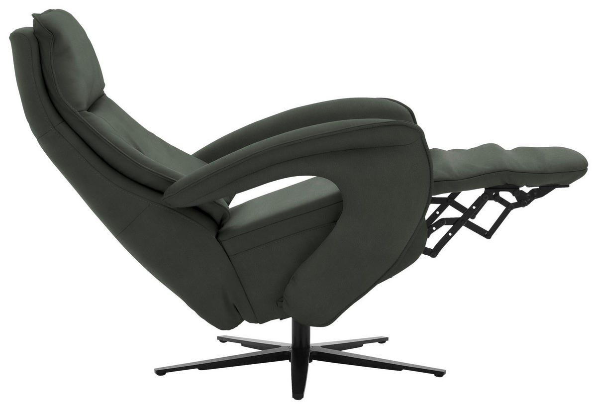RELAXSESSEL in Leder Dunkelgrün  - Dunkelgrün/Schwarz, Design, Leder/Metall (77/110/87cm) - Valdera