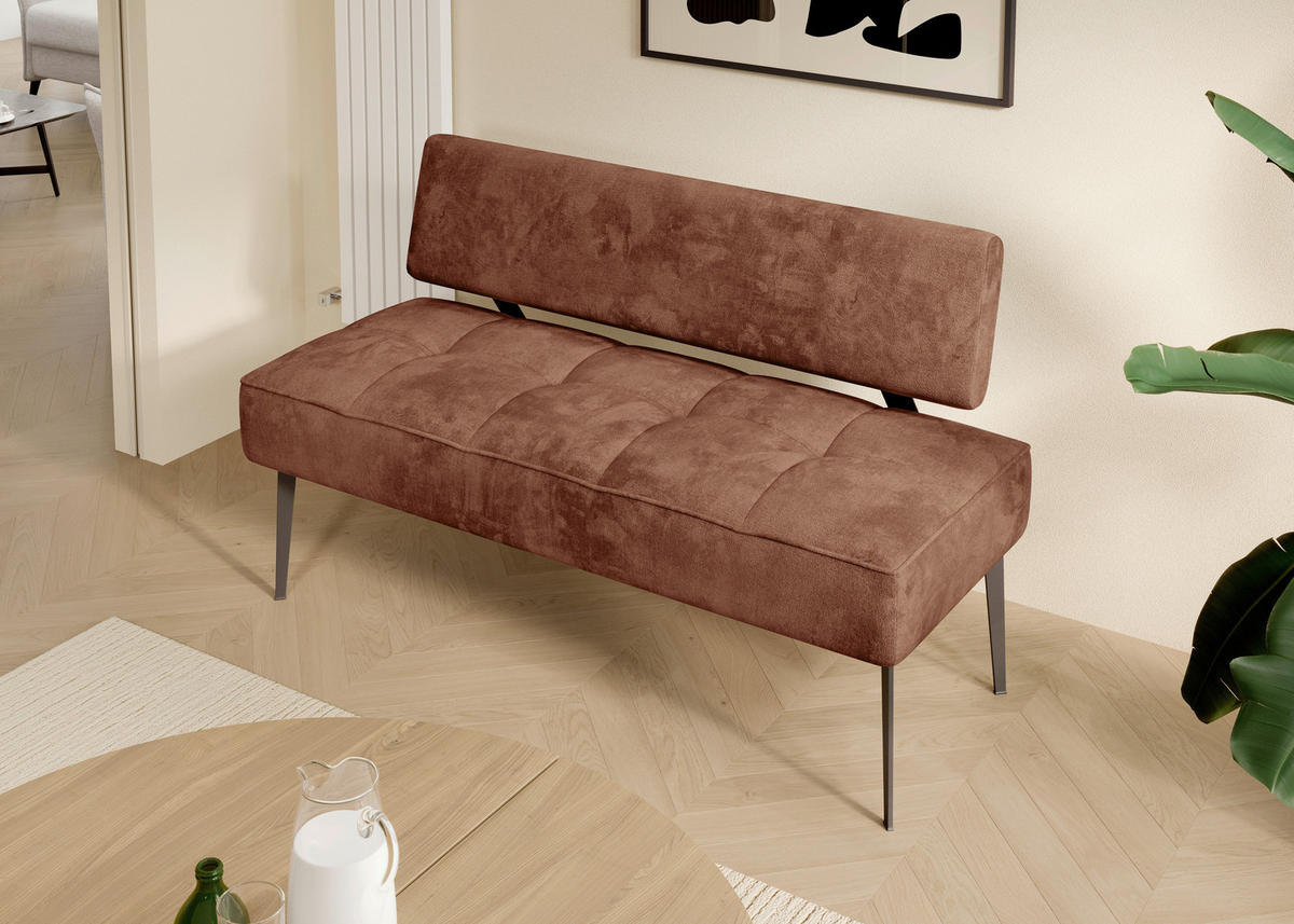 SITZBANK 162/90/65 cm Webstoff Terracotta Metall  - Terracotta/Schwarz, MODERN, Textil/Metall (162/90/65cm) - Welnova