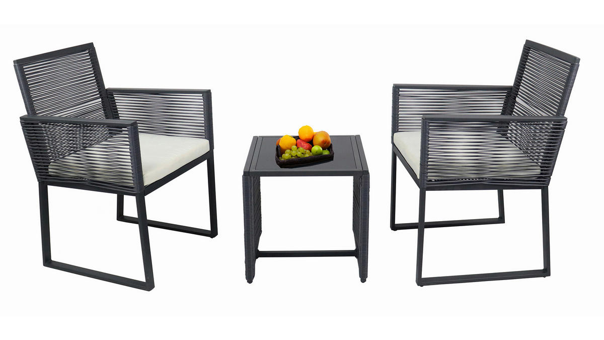 GARTENSET  - Schwarz, MODERN, Glas/Kunststoff - MID.YOU