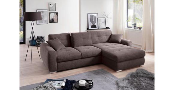 ECKSOFA in Mikrofaser Braun 276/193 cm - Chromfarben/Braun, MODERN, Kunststoff/Textil (276/193cm) - Hom`in