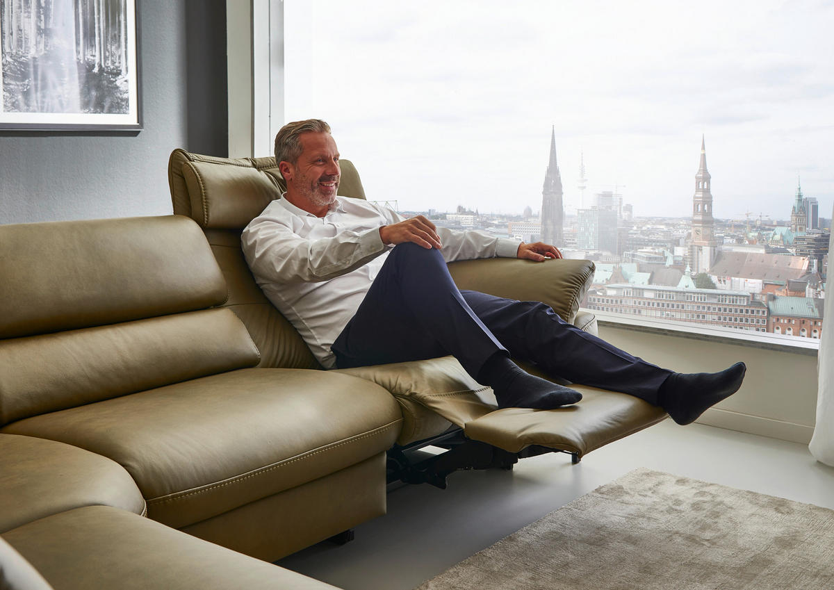 ECKSOFA in Echtleder Schlammfarben  - Schlammfarben/Schwarz, Design, Leder/Metall (246/280cm) - Hukla