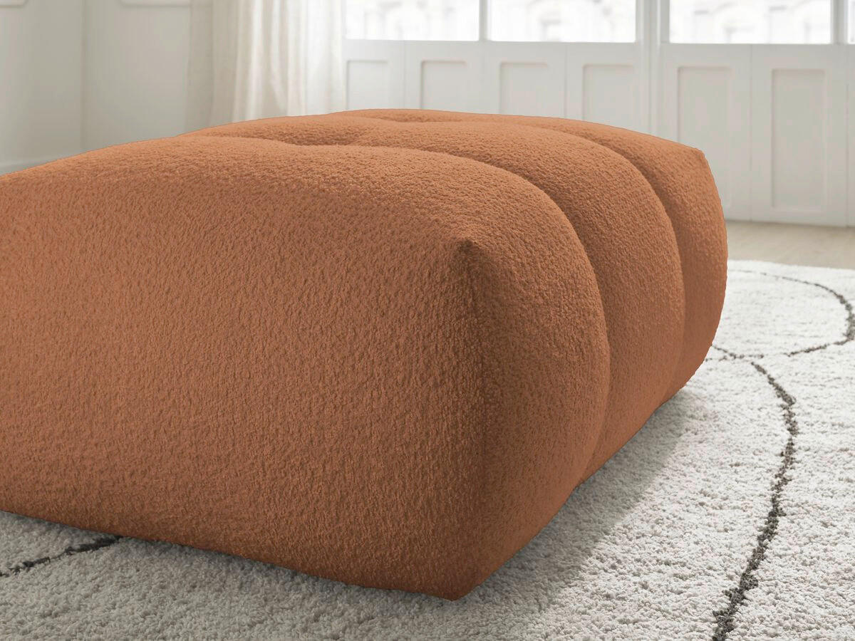 HOCKER FUJI  Bouclé Orange  - Schwarz/Orange, MODERN, Kunststoff/Textil (112/44/80cm)