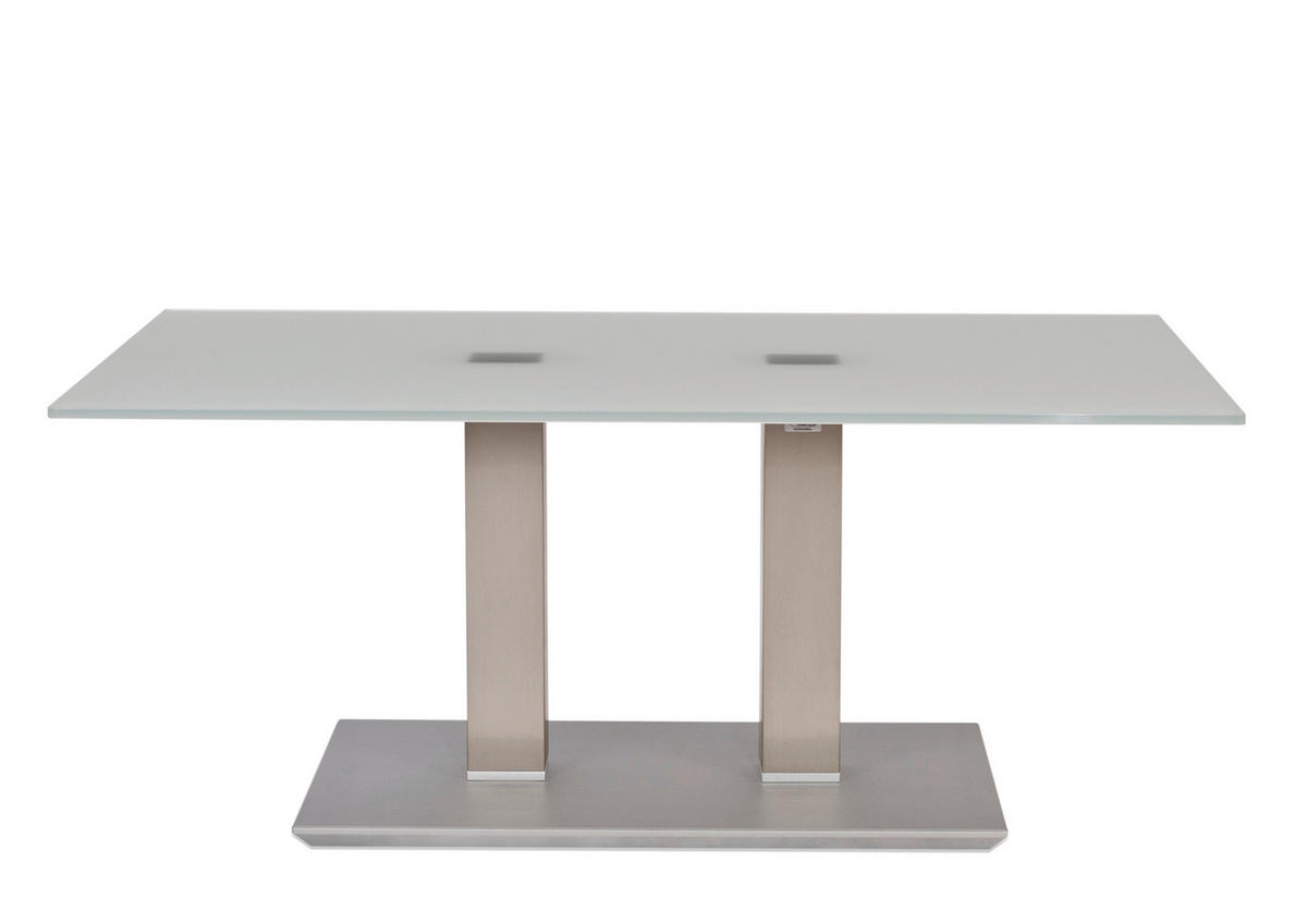 COUCHTISCH Metall, Glas 110/70/46-65 cm  - Edelstahlfarben/Nickelfarben, Design, Glas/Metall (110/70/46-65cm)
