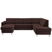 SEDEŽNA GARNITURA, šenilja temno rjava  - barve kroma/temno rjava, Design, umetna masa/tekstil (165/301/198cm) - Xora