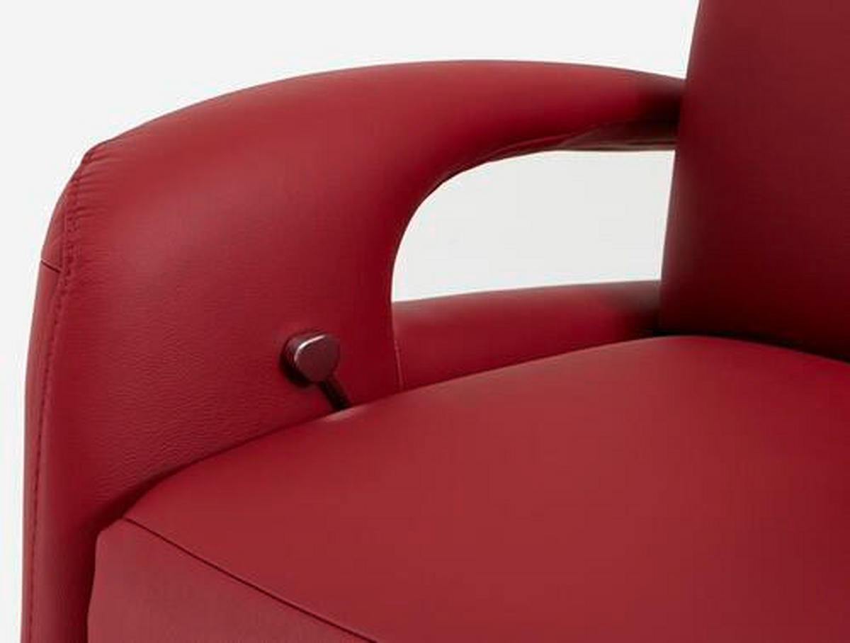 RELAXSESSEL in Leder Rot  - Edelstahlfarben/Rot, Design, Leder/Metall (84/88/110cm) - Beldomo Premium