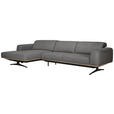 ECKSOFA Dunkelgrau Struktur  - Eichefarben/Dunkelgrau, Design, Holz/Textil (163/305cm) - Novel