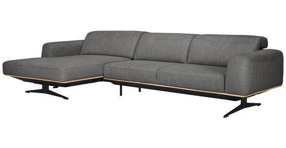 ECKSOFA Dunkelgrau Struktur - Eichefarben/Dunkelgrau, Design, Holz/Textil (163/305cm) - Novel