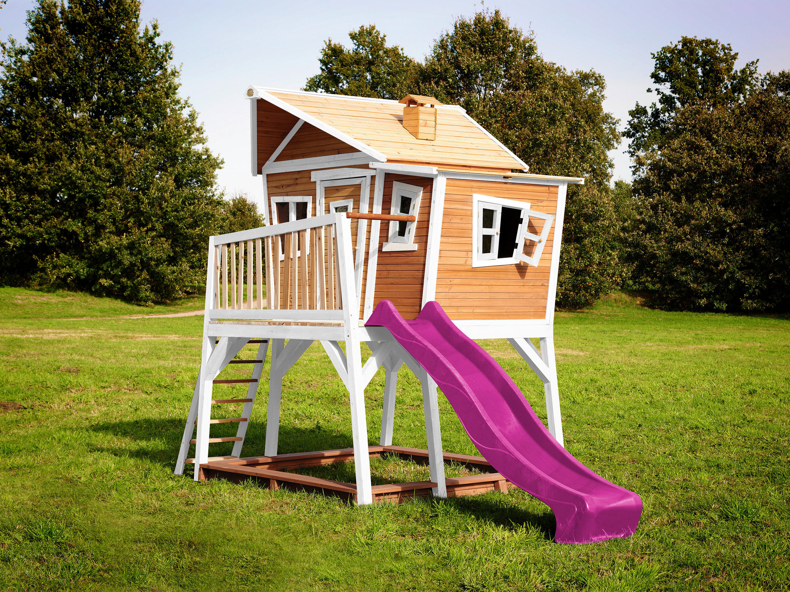 SPIELTURM 432/288/193 cm  - Lila/Braun, KONVENTIONELL, Holz (432/288/193cm) - Ambia Garden