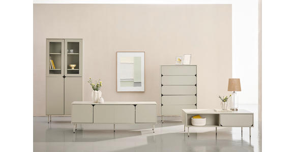 LOWBOARD - Seidengrau, Design, Holzwerkstoff/Metall (160/55/40cm) - Xora