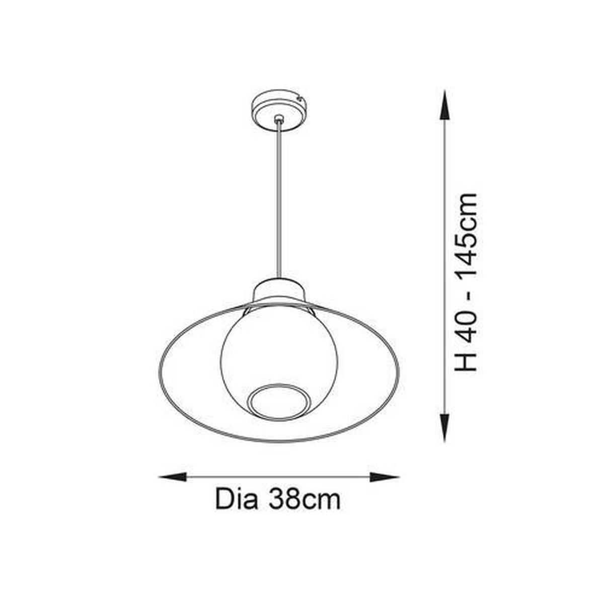 HÄNGELEUCHTE 38/150 cm  - Schwarz/Weiß, KONVENTIONELL, Glas (38/150cm) - ENDON