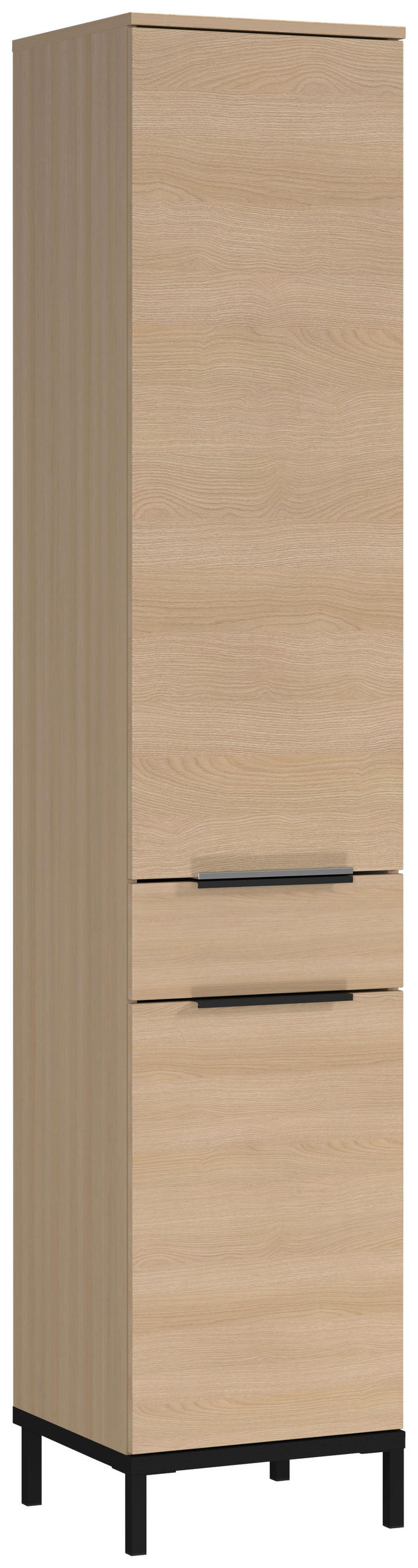 HOCHSCHRANK 38/190/38 cm  - Eichefarben/Schwarz, Modern, Holzwerkstoff/Metall (38/190/38cm) - Xora