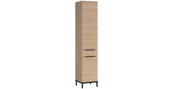 HOCHSCHRANK 38/190/38 cm  - Eichefarben/Schwarz, MODERN, Holzwerkstoff/Metall (38/190/38cm) - Xora