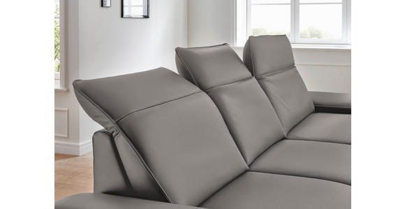 ECKSOFA Rivello in Echtleder Grau  328/193 cm  - Schwarz/Grau, Design, Leder/Metall (328/193cm) - Dieter Knoll