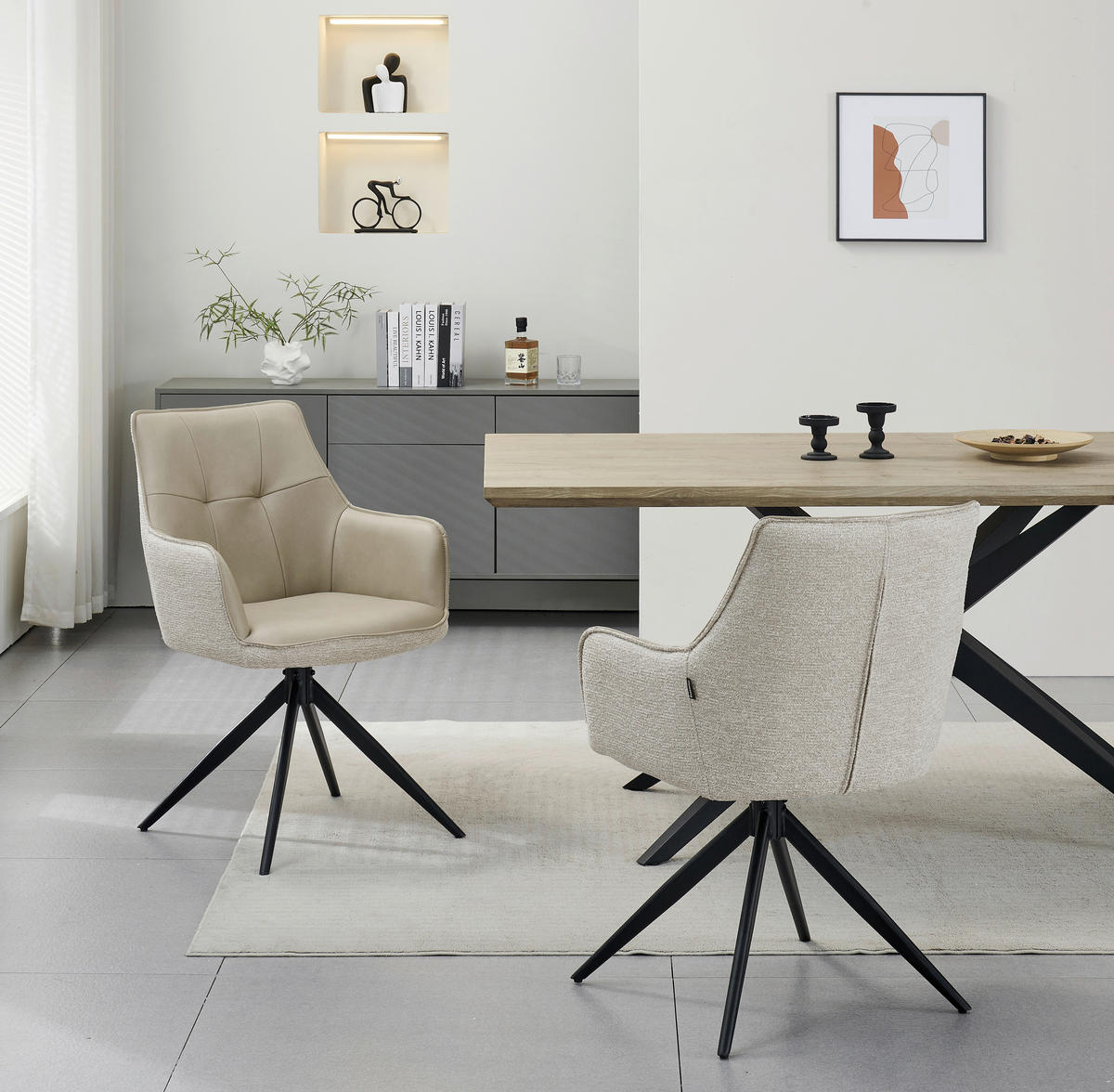 STOLICA S NASLONOM ZA RUKE  crna, taupe  drvo, metal, tekstil      - crna/taupe, Moderno, drvo/metal (58/87/61,5cm) - Livetastic