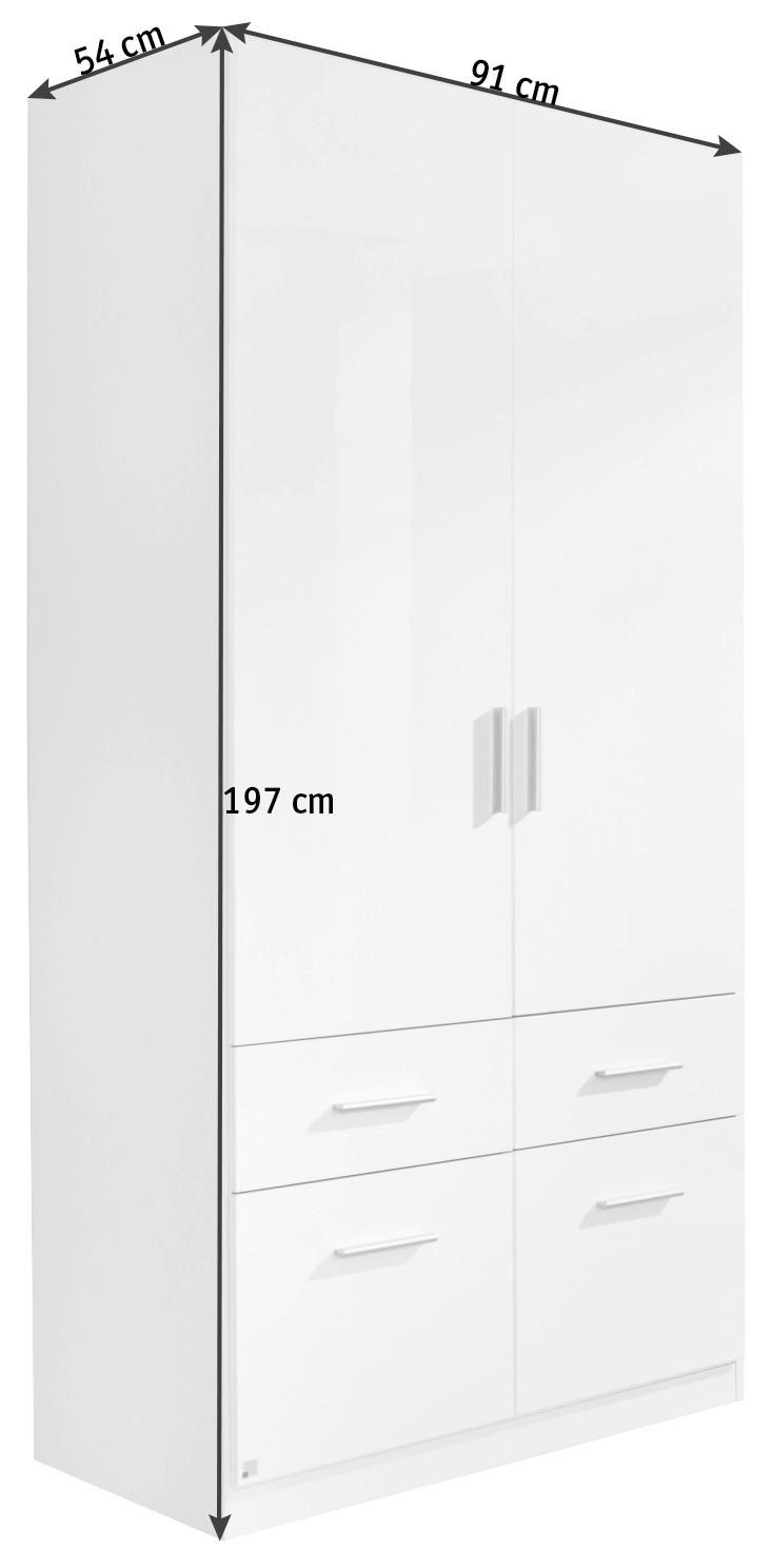 DREHTÜRENSCHRANK in Weiss  - Weiss/Alufarben, Konventionell, Holzwerkstoff/Kunststoff (91/197/54cm) - Carryhome