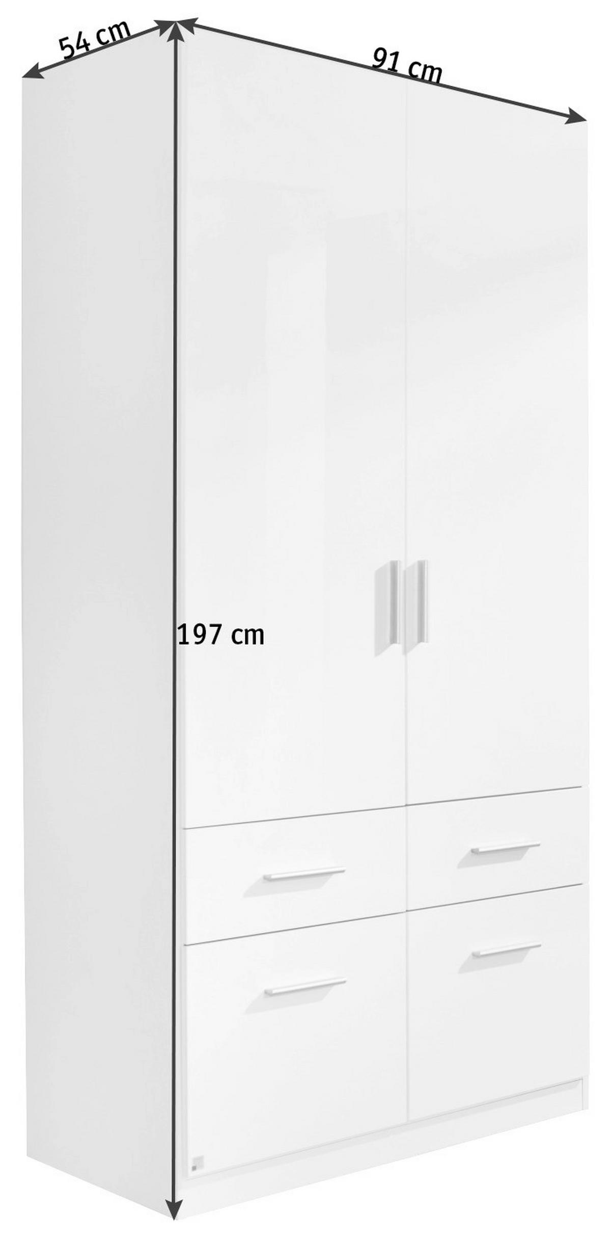 DREHTÜRENSCHRANK in Weiss  - Weiss/Alufarben, Konventionell, Holzwerkstoff/Kunststoff (91/197/54cm) - Carryhome