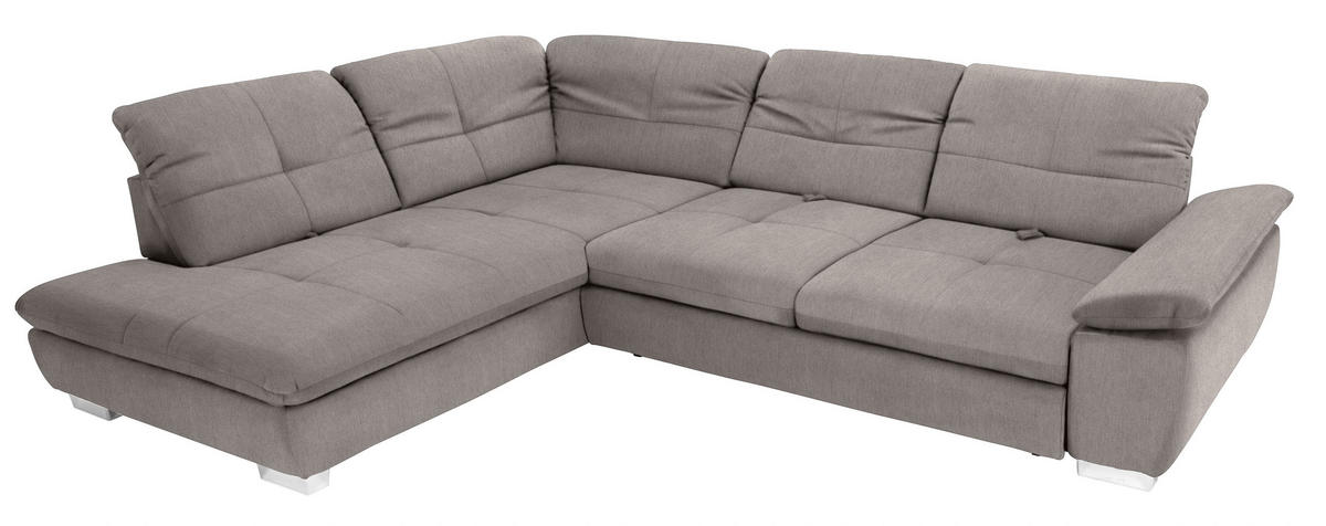 ECKSOFA in Chenille Hellgrau  - Chromfarben/Hellgrau, Design, Textil (242/313cm) - Xora