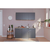 MINIKÜCHE 150 cm   in Grau, Eichefarben  - Eichefarben/Grau, Basics, Holzwerkstoff (150cm) - Respekta