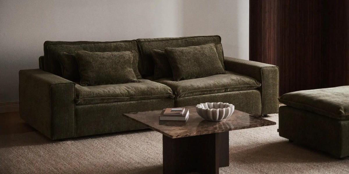 3-SITS SOFFA i manchester grön  - grön/svart, Klassisk, metall/trä (259/85/116cm) - Rowico