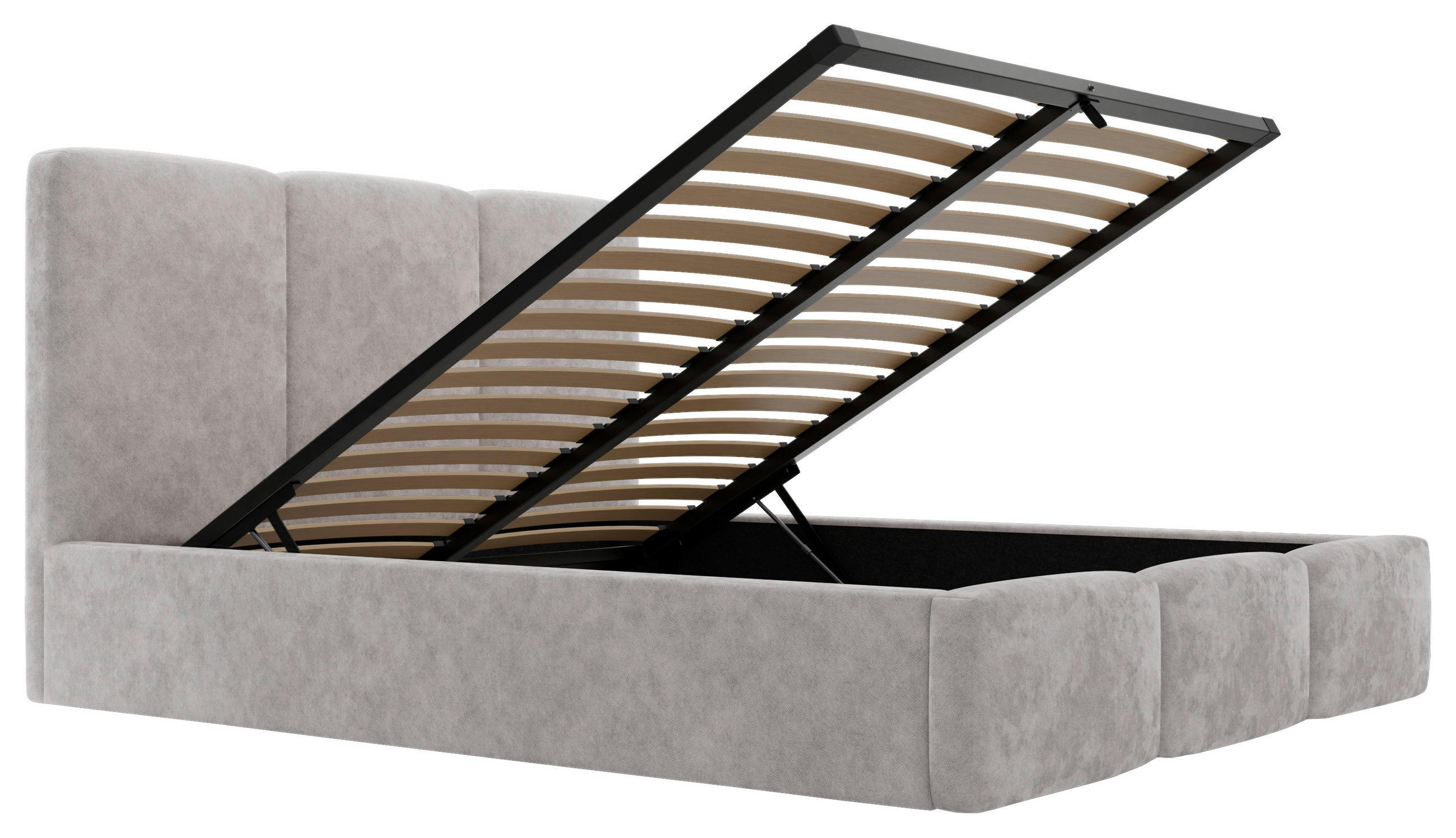 POLSTERBETT Lattenrost, Bettkasten 200/200 cm  in Hellgrau  - Hellgrau/Schwarz, Design, Holz/Textil (200/200cm) - Boxxx