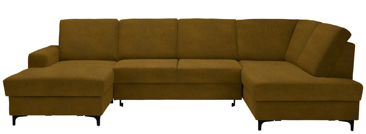 WOHNLANDSCHAFT Flachgewebe Messingfarben  - Messingfarben/Schwarz, Konventionell, Textil/Metall (167/317/185cm) - Stylife