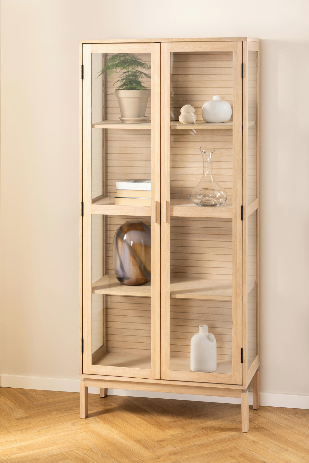 VITRINE in furniert Eichefarben  - Klar/Eichefarben, Design, Glas/Holz (80/180/40cm) - Livetastic