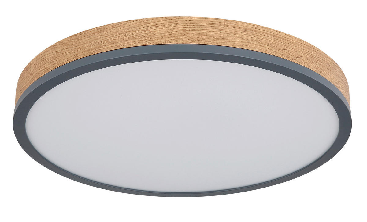 STROPNÍ LED SVÍTIDLO, 45/45/8,5 cm - opál/barvy grafitu, Basics, kov/kompozitní dřevo (45/45/8,5cm) - Globo
