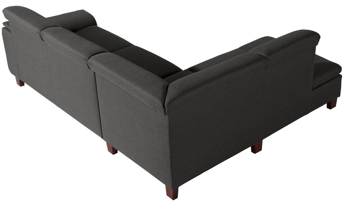 ECKSOFA Anthrazit Flachgewebe  - Anthrazit/Nussbaumfarben, Design, Holz/Textil (247/82/187cm) - Max Winzer