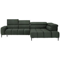 ECKSOFA Dunkelgrün Webstoff  - Currygelb/Dunkelgrün, Design, Textil/Metall (300/216cm) - Welnova