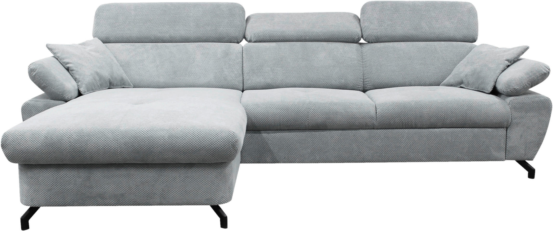 ECKSOFA OMEGA in Chenille Grau  186/280 cm  - Schwarz/Grau, Design, Textil/Metall (186/280cm) - MID.YOU