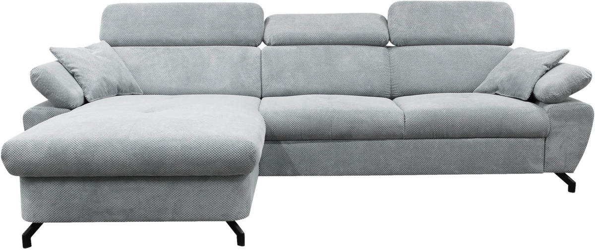 ECKSOFA OMEGA in Chenille Grau  186/280 cm  - Schwarz/Grau, Design, Textil/Metall (186/280cm) - MID.YOU