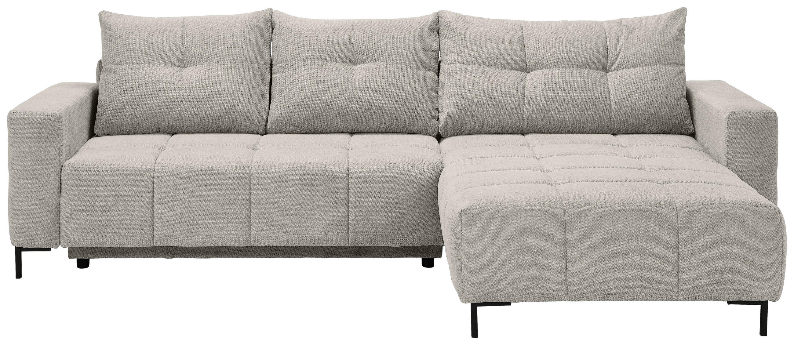 ECKSOFA Naturfarben Webstoff  - Schwarz/Naturfarben, KONVENTIONELL, Textil/Metall (292/192cm) - Carryhome