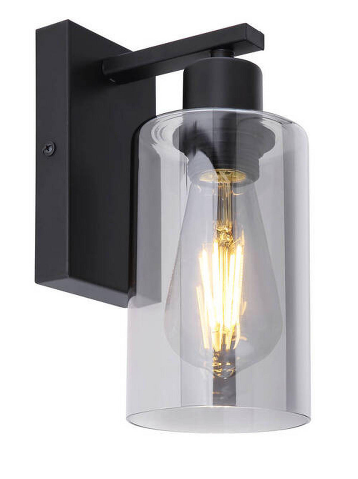 STENSKA SVETILKA  Hadera ///230 V/E27 - siva/črna, Design, kovina/steklo (10/15/23cm) - Globo