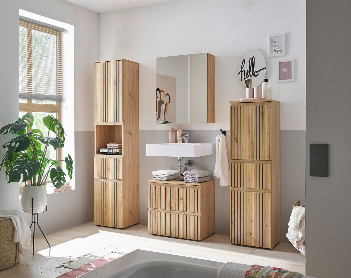 WASCHBECKENUNTERSCHRANK 60/57/36 cm  - Schwarz/Eiche Artisan, MODERN, Holzwerkstoff/Kunststoff (60/57/36cm) - MID.YOU