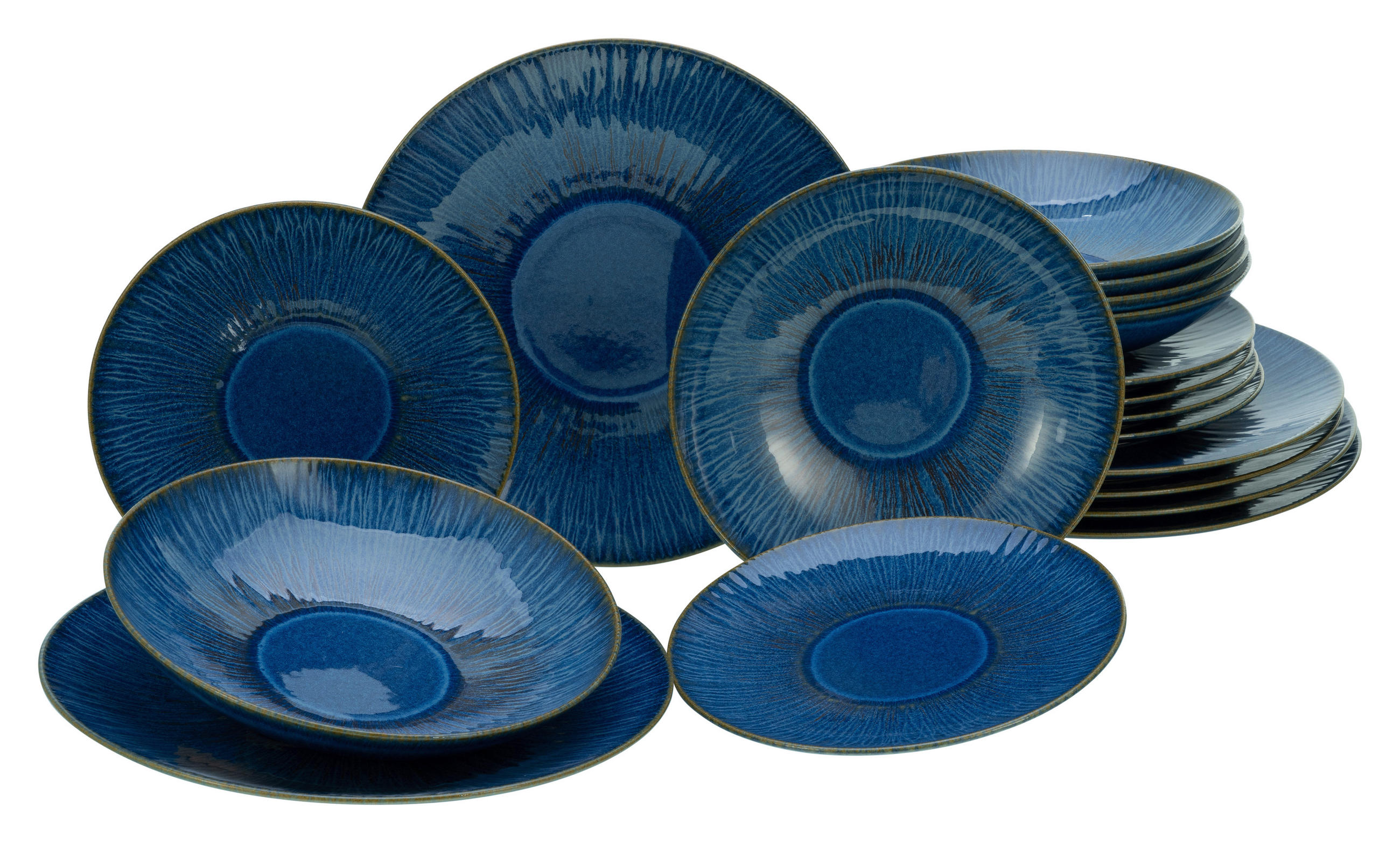 TAFELSERVICE Blau 18-teilig Sea Breeze Blue  - Blau, Basics, Keramik (43/40/37cm) - Creatable