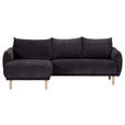 ECKSOFA Dunkelgrau Flachgewebe  - Dunkelgrau/Buchefarben, KONVENTIONELL, Holz/Textil (144/230cm) - Carryhome