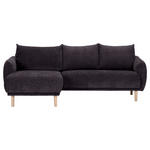 ECKSOFA Dunkelgrau Flachgewebe  - Dunkelgrau/Buchefarben, KONVENTIONELL, Holz/Textil (144/230cm) - Carryhome
