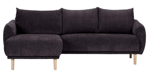 ECKSOFA Dunkelgrau Flachgewebe - Dunkelgrau/Buchefarben, KONVENTIONELL, Holz/Textil (144/230cm) - Carryhome