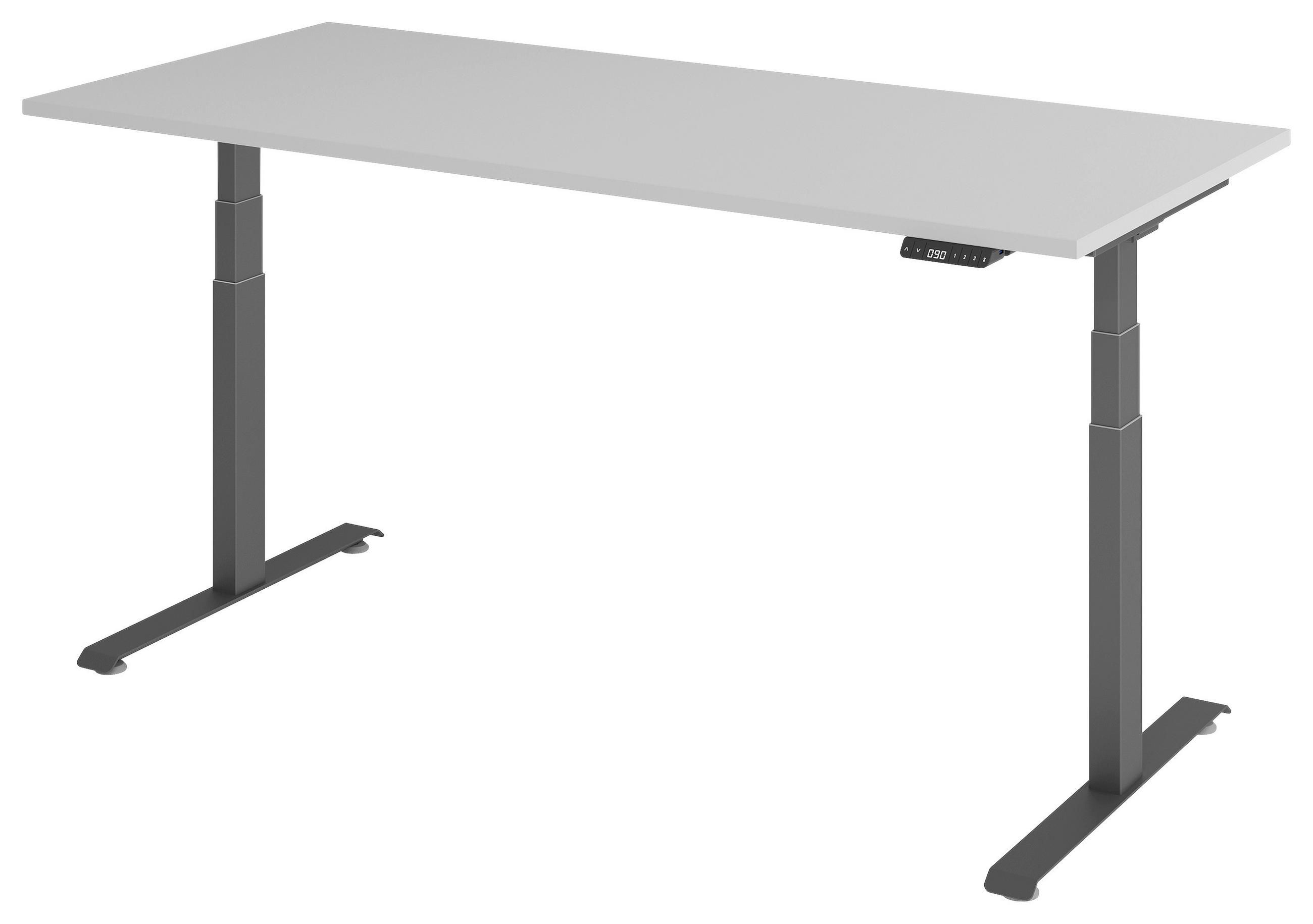 SCHREIBTISCH höhenverstellbar  - Graphitfarben/Grau, KONVENTIONELL, Holzwerkstoff/Metall (180/80/64,5-129,5cm) - Venda
