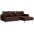 ECKSOFA in Flachgewebe Braun  - Schwarz/Braun, Design, Textil/Metall (273/180cm) - Hom`in