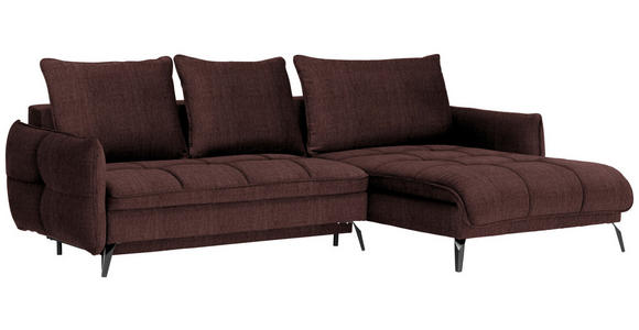 ECKSOFA in Flachgewebe Braun  - Schwarz/Braun, Design, Textil/Metall (273/180cm) - Hom`in