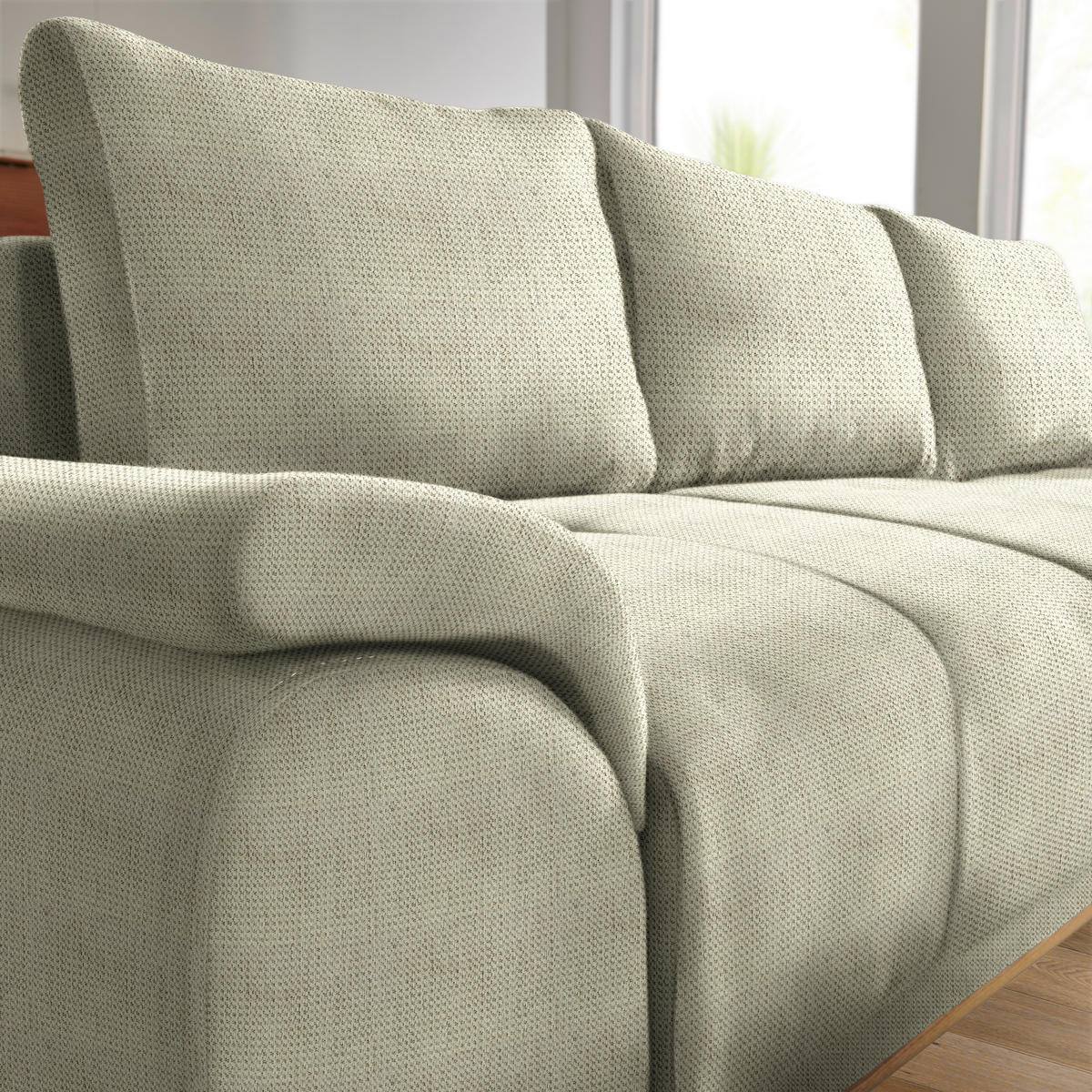 ECKSOFA in Chenille Beige  - Beige/Schwarz, Modern, Textil/Metall (262/168cm) - home24