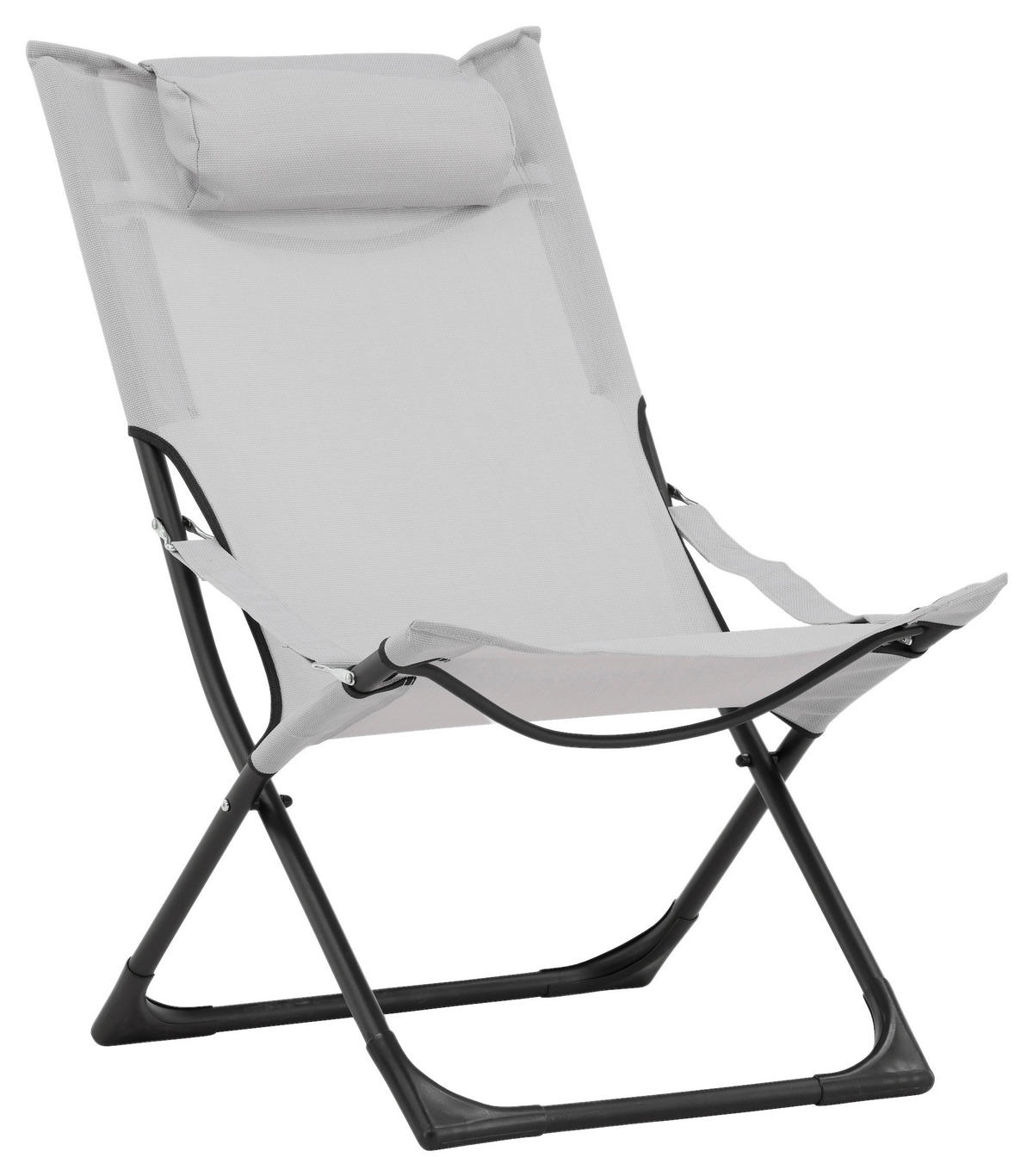 STRANDSESSEL 63/89/84 cm  - Schwarz/Grau, KONVENTIONELL, Textil/Metall (63/89/84cm) - Gardenson